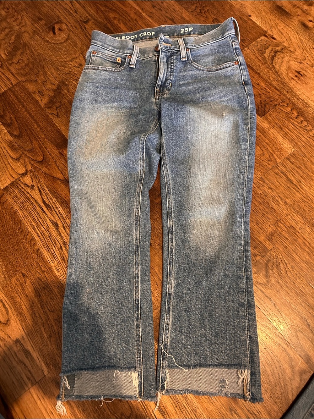 J. Crew Light Blue Boot Crop Jeans with Frayed Hem